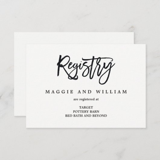 RegisterKaarten - geborsteld charm Informatiekaartje (Voorkant / Achterkant)