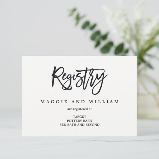 RegisterKaarten - geborsteld charm Informatiekaartje (Staand voorkant)