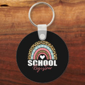 Registrar Regenboog Leopard 100ste schooldag Sleutelhanger (Voorkant)