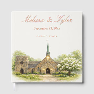 Registre de mariage à feuille d'or Chapelle aquare