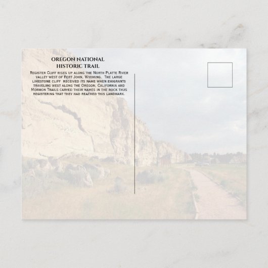 Registreer Cliff, Oregon Trail, Wyoming Briefkaart (Achterkant)