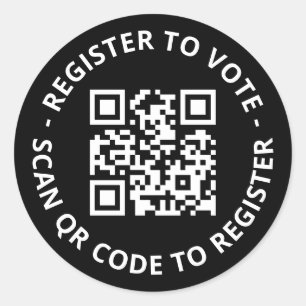Registreer om te stemmen op maat scannable QR Code Ronde Sticker
