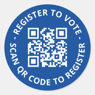 Registreer om te stemmen op maat scannable QR Code Ronde Sticker