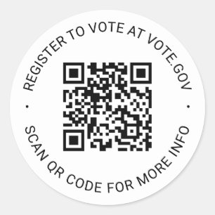Registreer om te stemmen scannable QR Code custom Ronde Sticker