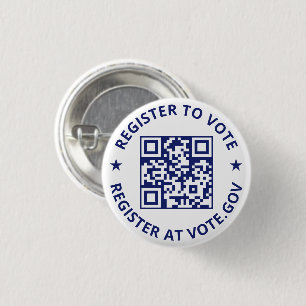 Registreer om te stemmen scannable QR Code marine Ronde Button 3,2 Cm