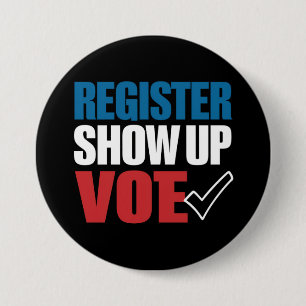 Registreer Opkomst Stem Verkiezing 2024 Ronde Button 7,6 Cm
