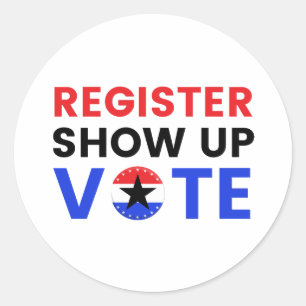 Registreer Show Up Vote 2024 Verenigde Staten Verk Ronde Sticker