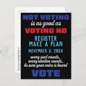 Registreer u en maak een plan om te stemmen briefkaart (Voorkant / Achterkant)