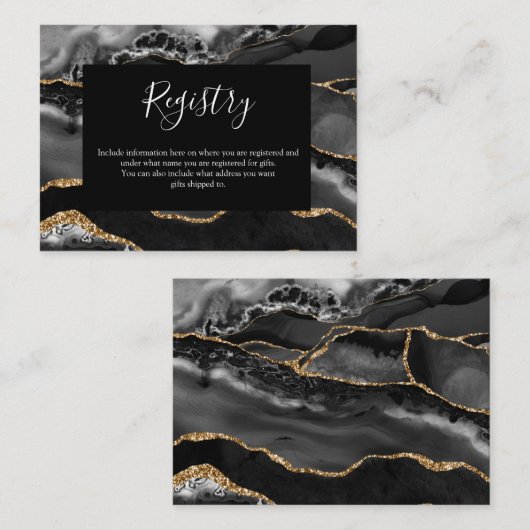 Registry Kaart Formal Classic Zwart Agaat Goud (Voorkant / Achterkant)