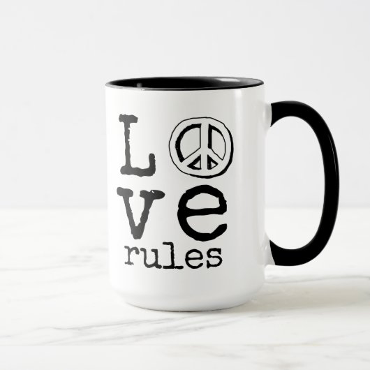 Règles d'amour, Panneau de paix, Mug de café (Droite)