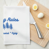 Règles de camping sur une serviette de cuisine (Quart Plié)