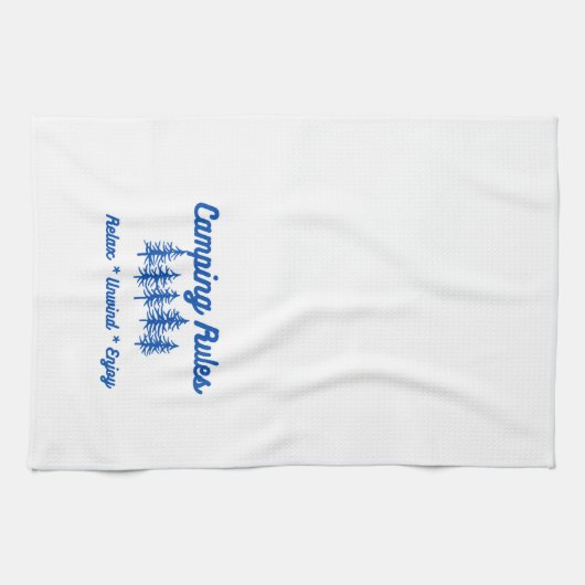 Règles de camping sur une serviette de cuisine (Horizontal)