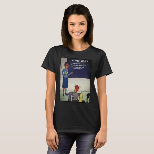 Règles de classe T-shirt noir féminin (Devant entier)