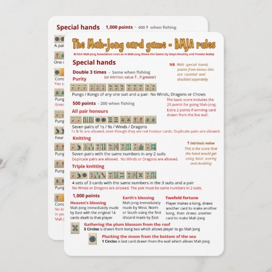 Règles de jeu de carte - mains spéciales (Devant / Derrière)