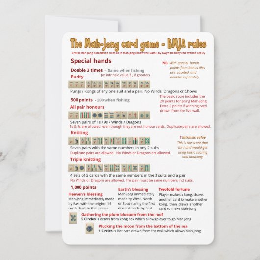 Règles de jeu de carte - mains spéciales (Devant)