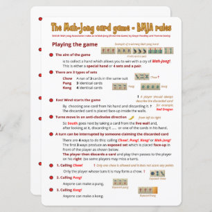 Règles de jeu de cartes à grande impression - Joue