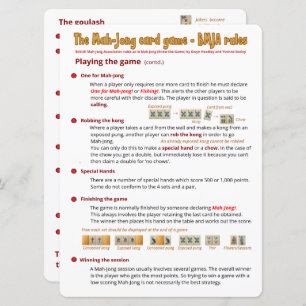 Règles de jeu de cartes à grande impression - Joue