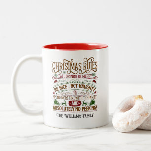 Règles de Noël Festif Personnalisées Mug