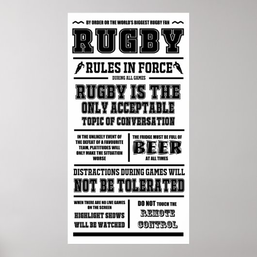 Règles De Rugby En Vigueur - Grand Poster (Devant)
