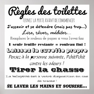 Règles des toilettes poster