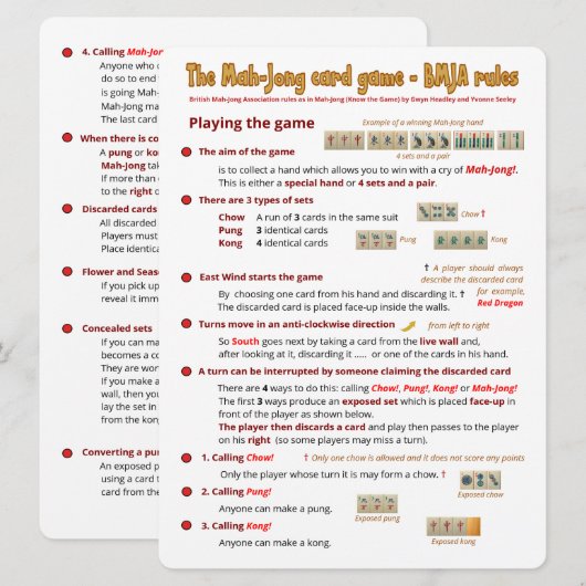 Règles du jeu des cartes à grande impression - Jou (Devant / Derrière)