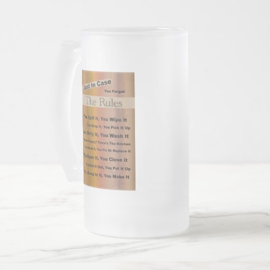 Règles du ménage Mug congelé (Devant gauche)