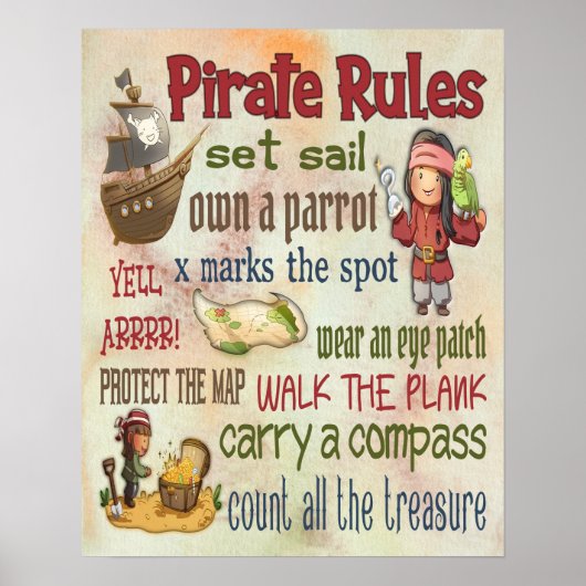 Règles Pirate Citations Motivationnelles - Poster (Devant)