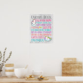 Règles Unicorn Citations Motivationnelles - Poster (Cuisine)