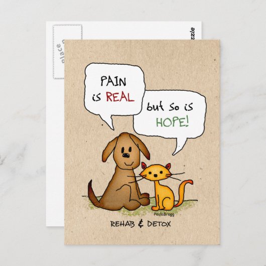 Rehab & Detox Cartoon: Herstel veilige geneesmidde Briefkaart (Voorkant / Achterkant)