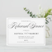 Rehearal binnenuitnodiging zwart op aangepaste kle kaart (Staand voorkant)