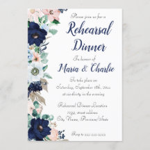 Rehearal Dinner navy blue Elegant Florals