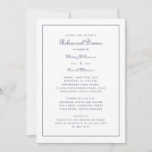 Rehearal Dinner Wedding Elegant Script Blue White Kaart (Voorkant)