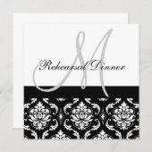 Rehearings diner Uitnodiging Monogram Names Damask (Voorkant / Achterkant)