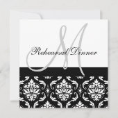Rehearings diner Uitnodiging Monogram Names Damask (Voorkant)