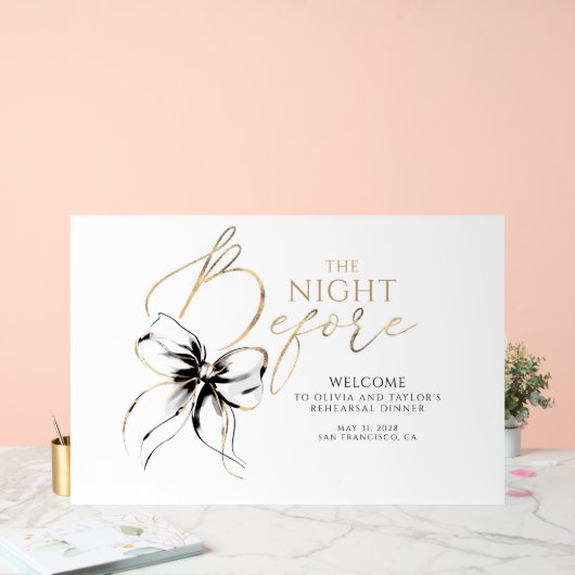 Rehearsal Dinner Black Bow Welcome (Mariage)