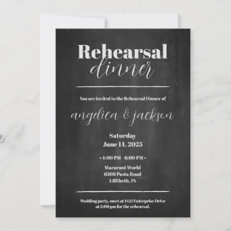 Rehearsal Dinner Elegant Chalkboard Design Kaart