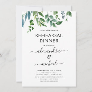 Rehearsal Dinner Foliage Greenery Elegant Kaart