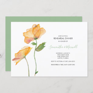 REHEARSAL DINNER Invitation, Waterverf Flowers Kaart