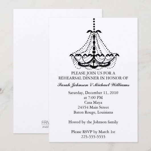 Rehearsal Dinner Kaart (Voorkant / Achterkant)