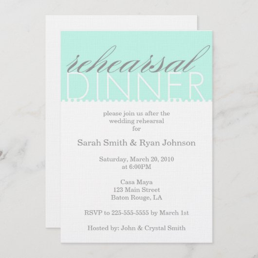 Rehearsal Dinner Kaart (Voorkant / Achterkant)