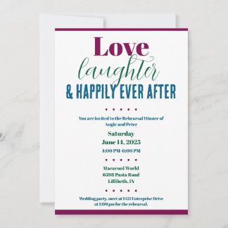 Rehearsal Dinner Love, Laugher, Happily Ever After Kaart