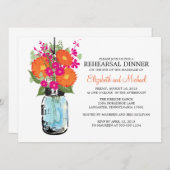 Rehearsal Dinner Rustic Mason Jar Gerber Daisies Kaart (Voorkant / Achterkant)