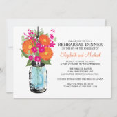 Rehearsal Dinner Rustic Mason Jar Gerber Daisies Kaart (Voorkant)