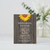 Rehearsal Dinner Rustic Sunflower Classy Wood Kaart (Staand voorkant)