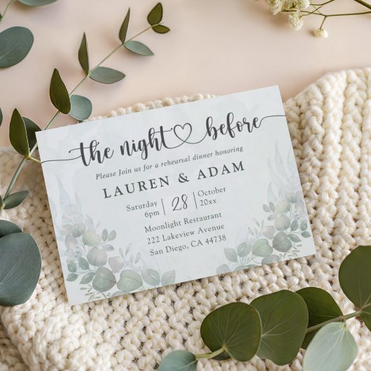 Rehearsal Dinner Sage Green Wedding Invitation Kaart