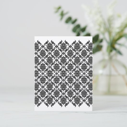 Rehearsal Dinner Uitnodiging - Black Damask (Staand voorkant)