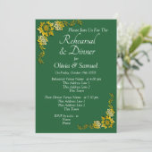 Rehearsal Invitation Card Emerald Green & Gold (Debout devant)