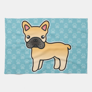 Rehkleurige Franse Bulldog Cartoon Hond Theedoek