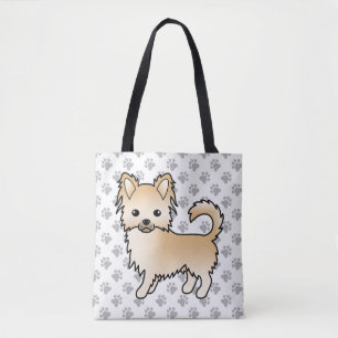 Rehkleurige Langharige Chihuahua Cartoon Hond & Po Draagtas