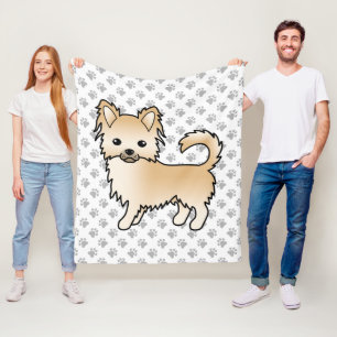 Rehkleurige Langharige Chihuahua Cartoon Hond & Po Fleece Deken